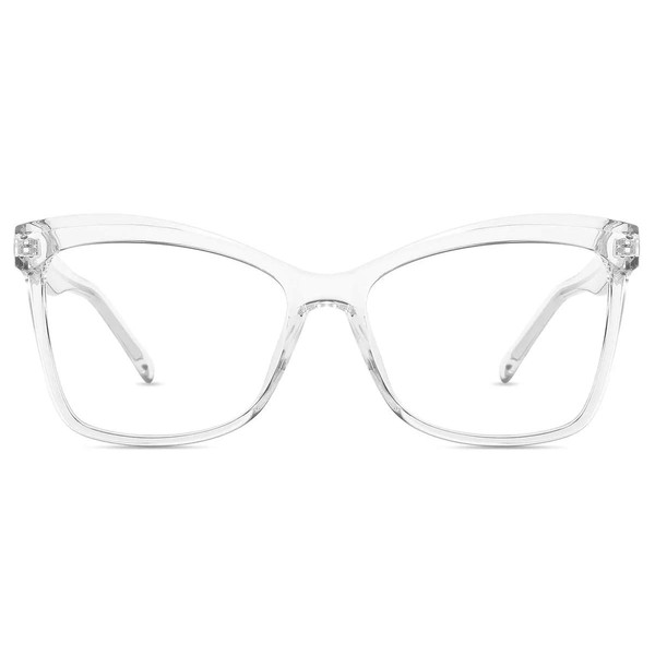 REECKEY - Gafas de luz azul para mujer, gafas de ordenador para mujer, bloqueo de luz azul, gafas de filtro de luz azul de gran tamaño, gafas de juego, gafas de luz azul, gafas de ojo cuadrado (transparente)