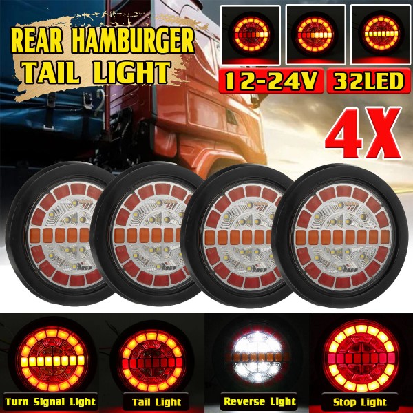 Unbranded/Generic 4PC Round LED Truck Trailer Stop Turn Tail Brake