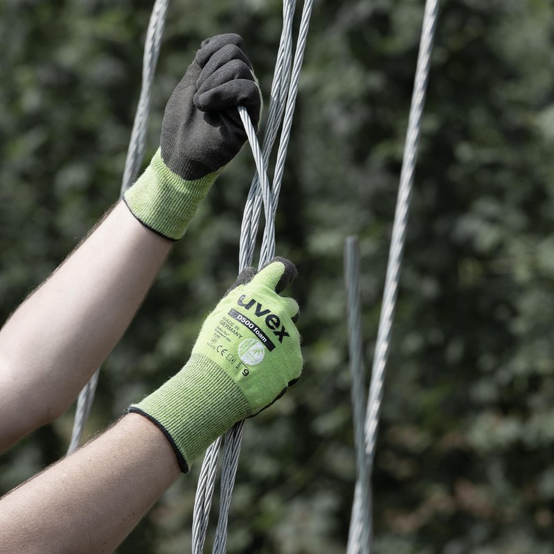 Uvex D500 Foam Cut Protection Gloves with Grip Coating Size