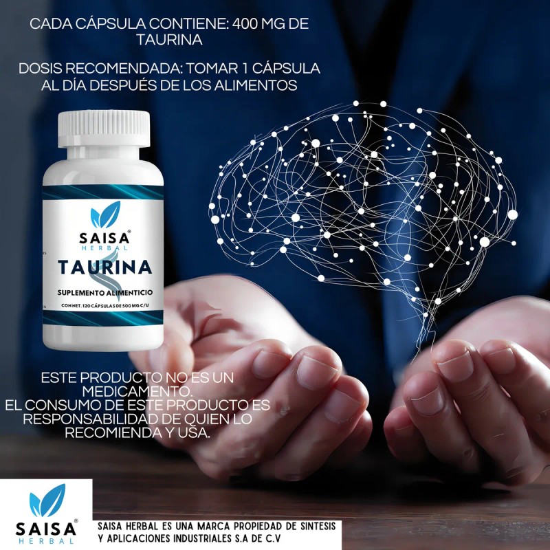 Taurina 400 Mg 120 Cpsulas Saisa Herbal Sabor Sin sabor