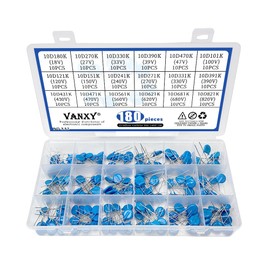 18Values 180PCS 10D Varistor 18V-820V Voltage Dependent Resistors Kit 10D390K 10D470K 10D820K 10D151K 10D271K 10D391K 10D431K 10D471K 10D561K Radial Lead Disc Varistors