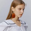 KaFu Dangle Natural Wood Teardrop Geometric Circle Earrings Stainless Steel