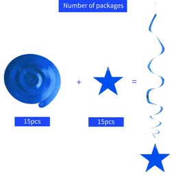 BEISHIDA Blue Star Hanging Swirl Decorations,Hanging Gold Party Supplies for Graduation Wedding Baby Shower Decorations,Pack of 15 | BEISHIDA