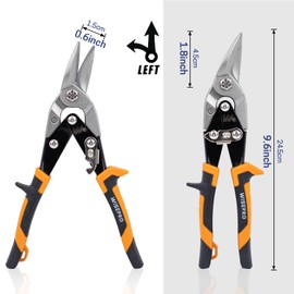 WISEPRO 10”/ 12” Aviation Snips (Straight/Left/Right), Compound Action Metal Cutter, Heavy Duty Tin Cutting Shears