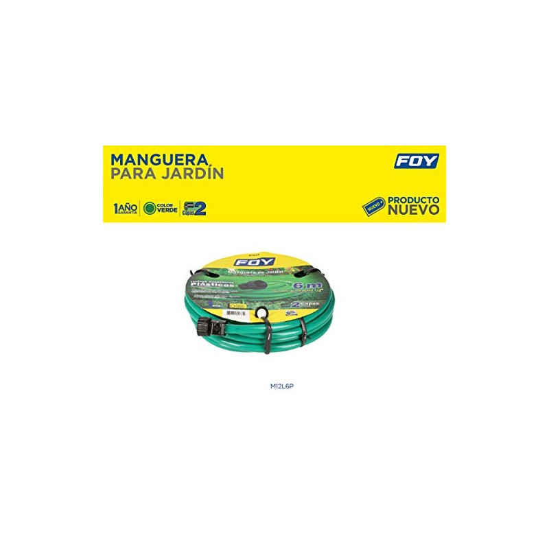 Foy M12L6P Manguera para jardín lisa con conector plástico 1/2",