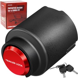 New-Universal Trailer Lock for 2-5/16",2" & Bulldog Couplers,Anti-Theft Steel Trailer Tongue Coupler Lock with Fully Enclosed,for Rv/Trailer/Flatbed,Patent Pending(Red)