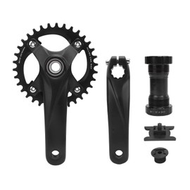 Kids Cycle Crankset, 34T Aluminum Alloy Cycle Chainring Crank Arm Set, BCD104mm, Positive Negative Teeth for Smooth Traction, 8-12 Speeds Easy to Install