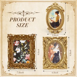 Thyle 3 Pcs Vintage Resin Picture Frame Gold Antique Photo Frame Set Victorian Art Wall Hanging Decor Ornate Table Top Jewelry Display Home Hotel Decoration(Classical)