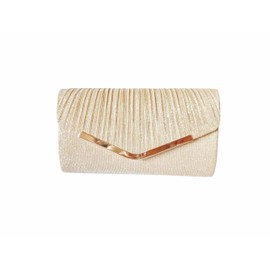Party Clutch Purses for Women - Pleated Envelope Clutch Handbag with Removable Chain, gold