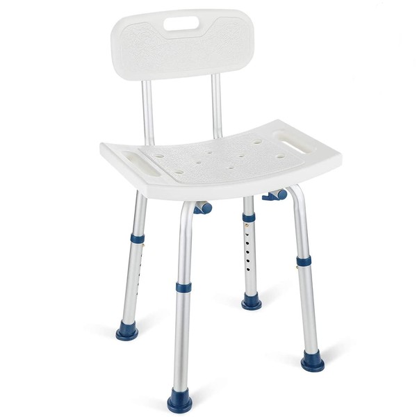 GreenChief Shower Chair with Back Removable - Small Shower Stool for Inside Shower, Narrow Bathtub Chair, Adjustable Shower Seat for Seniors, Elderly, Handicap, Disabled (300 LBS)