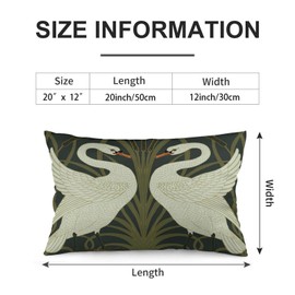Keebik Art Deco Swan Throw Pillow Cover 12x20 Inch Modern Warm Pillow Cases Square for Home Decor Bedroom Sofa Living Room Cushion Cover