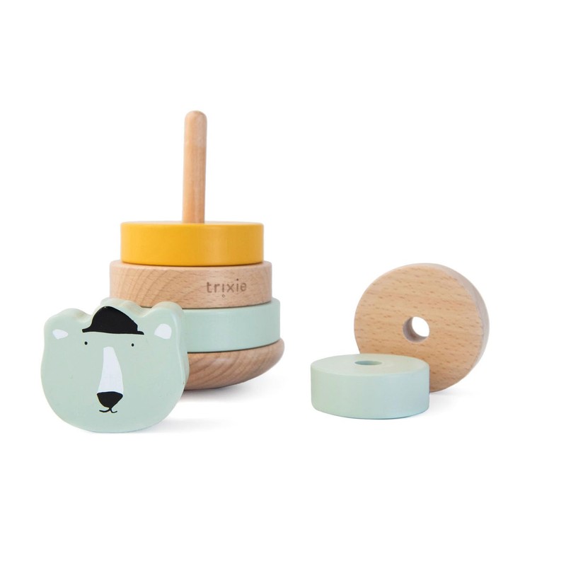 Trixie Stacking Tower with Wooden Rings Mr. Polar Bear Mint