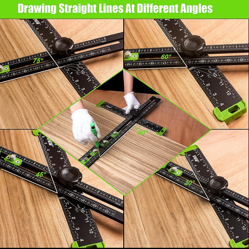 VNW 6 in 1 Adjustable T Square, 24in Drilling Positioning