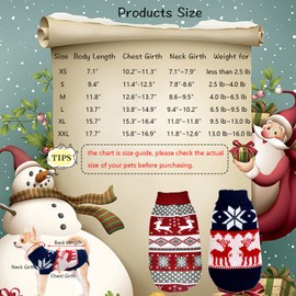Vehomy 2Pcs Pet Puppy Christmas Jumpers Cat Sweater Kitten Knitwear Dog Xmas Clothes Navy Blue and Christmas Red Sweaters with Reindeers Snowflakes Pattern for Kitten Cat Puppy Dog S