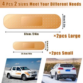 4Pcs Giant Band Aid Car Sticker Funny Bumper Stickers to Cover Crack, Damage, Scratch and Dent(Yellow, 2 Small and 2 Large), Big Bandage Car Decal Patch for Vehicle Body, Automotive Decor Accessories