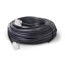 Phone Line Cord 100 Feet - Modular Telephone Extension Cord 100 Feet - 2 Conductor (2 pin, 1 line) Cable - Works Great with FAX, AIO, and Other Machines - Black