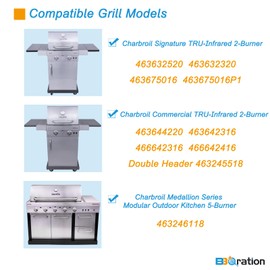 BBQration 17 x 8 3/4 Grill Grates for Charbroil TRU-Infrared 463644220 463632320 463642316 463675016 463644220 G369-0030-W2, 17 inch Replacement Parts Grill Grates for Charbroil 463245518 463675016P1
