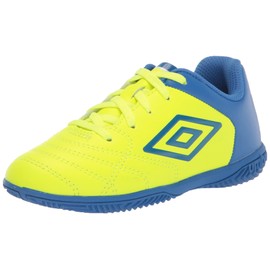 Umbro Boy's Classico XI IC Jr. Soccer Indoor Shoe, Yellow/Blue/White, 4 Little Kid