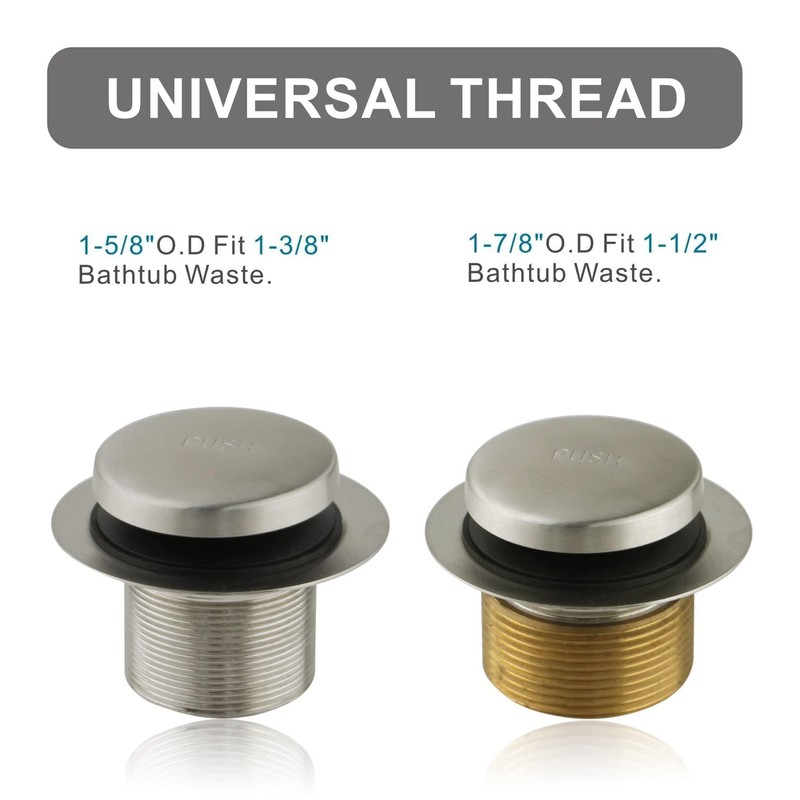 Brushed Nickel Bathtub Drain Tip-Toe Single Hole,Welsan Tub Drain Trim