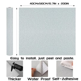 LOVADA Peel and Stick Wallpaper Silver Gray Silk Wall Paper - 15.7 x 200 Inch Self Adhesive Wallpaper Peel and Stick, Easy to Paste Wall Contact Paper for Stand Liner, Table and Door Makeover Decor