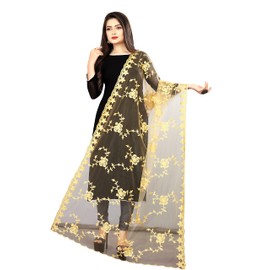 AKSHAR LLC Designer Women's Naylon Net Fancy Embroidered Scarf Pashmina Shawls and Wraps For Women & Girl.