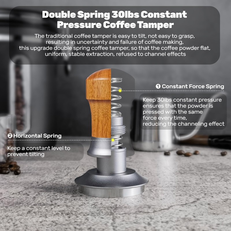 ceelatti 54mm Tamper, Spring Loaded Coffee Tamper 54mm, 30lbs Constant