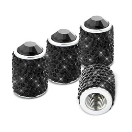 4PCS Tire Valve Stem Covers, Tire Valve Caps, Crystal Rhinestone Tire Valve Stem Caps, Dustproof Bling Car Accessories Universal Valve Stem Caps for Cars, Trucks and Motorcycles (White)