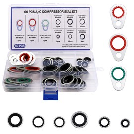 XIHIRCD 60pcs Car A/C Compressor Gasket Kit, Nitrile Rubber O-Rings, 9 Models, Red, Black, 60 Count