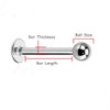 PiercedOff Titanium Labret with Internally Threaded Ball - Thickness 18GA