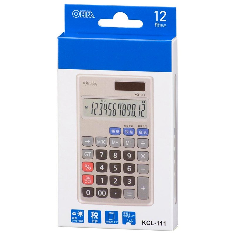 Ohm Denki KCL-111 12-Digit Calculator (Notebook Size, 2 Power Supply,