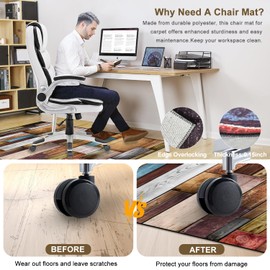 Office Chair Mat for Hardwood Floor, Rug Protector for Rolling Chair, 48"x60", Non-Slip Backing, Computer Chair Mat, Low-Pile Floor Mat for Office/Home,Colorful Mixed-B