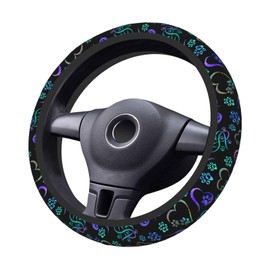 Paw Print Heart Print steering wheel cover Anti-Slip,Sweat Absorption Universal 15 inch steering wheel covers cute car accessories for Men Women