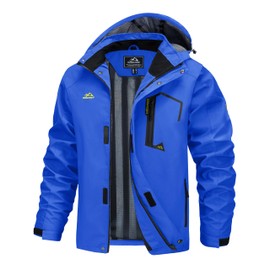 MAGCOMSEN Rain Jackets for Men Waterproof Mens Raincoat Lightweight Windbreaker Mountain Jacket Outdoor Fishing Bright Blue, XXL