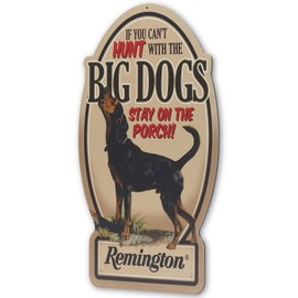 Open Road Brands Remington Hunt with The Big Dogs Metal Sign - Vintage Remington Wall Decor for Garage or Man Cave