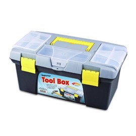 Heavy-Duty Tool Box with Lift-Out Tray, 3 Lidded Organizers, and Versatile Design - Durable Plastic Construction for Superior Protection and Storage of Tools, Crafts, and More