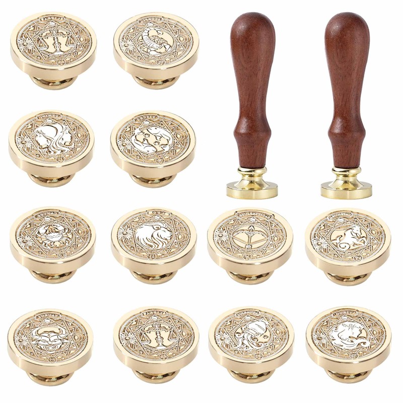Zodiac Wax Seal Stamp Kit - 12PCS Constellations Sealing Wax