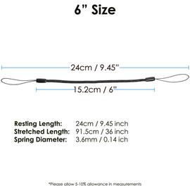 TECHGEAR Stylus Tether, [10 Pack] 6" Retractable Spring Coil Strap, Elastic Coil Lanyards, Tether Strings Cord, Coiled Strap/Generic Stylus Bungee Cord for Stylus Touch Pens/Pencils