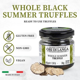 Black Summer Truffles - Gourmet Whole Truffles, Foraged in Italy, All Natural Vegan Italian Food Products from Italy, Non-GMO - Ori di Langa - 1.05 oz