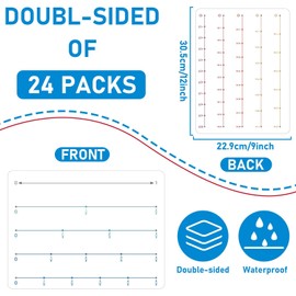24Pcs Fraction Number Line Double Sided Cardboard for Students Dry Erase Whiteboard Math Fraction Manipulatives Paper Cardboard Fractions Practice for Teacher Teaching Tool Portable Learning 12" x 9"