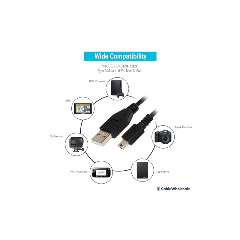 CableWholesale 1ft USB 2.0 Cable, Type A Male to 5-Pin