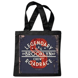 'Shoulder bag "Legendary Brooklyn 1987 RoadRace Crew Outdoor Motorcycle Chopper Gothic Motorcycle Skull Motorcycle Club Bike Route 66 Shopping Bag School Bags Gym Bag in Black