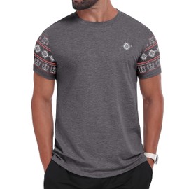 Men's T-Shirts Casual Summer Western Aztec Print Short Sleeve Tops Basic Comfortable Tees Shirts