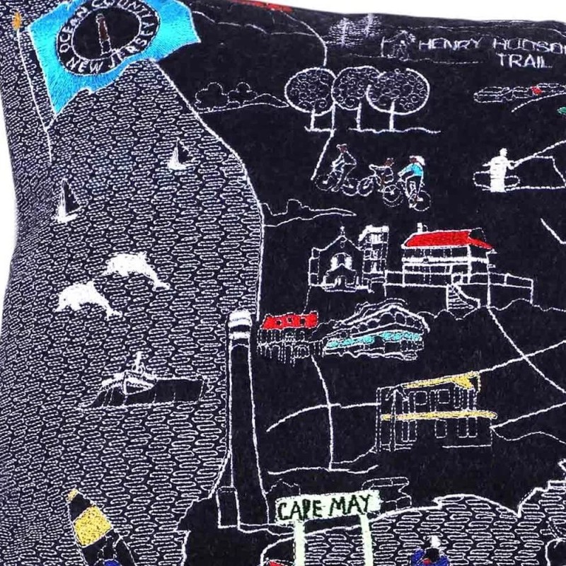 HomeRoots 25 Black Jersey Shore Nighttime Skyline Lumbar Decorative Pillow