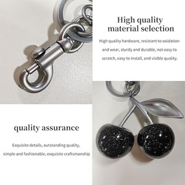 ALIBRAHIM 18K Gold Cherry Car Keychain - Backpacks Wallets Bags Keyring for Women - Cute Keychain Shiny Metal Charm with Key Ring and Clip Purse Accessory