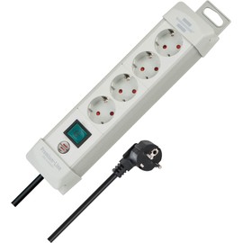 Brennenstuhl Brennenstuhl Premium-Line Steckdosenleiste 4-Fach (Mehrfachsteckdose mit Schalter und 1,8m Kabel - 45 Anordnung der Steckdosen, Made in Germany) grau