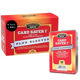 Cardboard Gold Card Saver 1 w/Sleeves - 200 Count - Semi Rigid Card Holder, Trading Card Protectors - PSA-Approved Cardsaver for Baseball, Trading, Sports Cards - Binder, & Storage Box Compatible