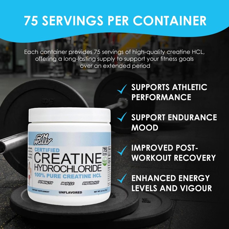 Gym Molly Creatine Hydrochloride Powder, Highly Soluble Creatine Hydrochloride, Unflavoured,