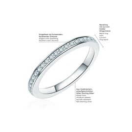 Rafaela Donata Women's Ring 925 Sterling Silver Zirconia White - Silver Ring in Memoire Shape with Zirconia Colourless Front Ring, Silver, Cubic Zirconia