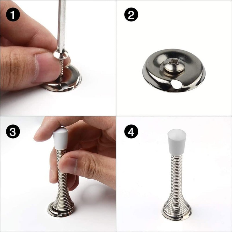 3 Pack Door Stops, Bendable Spring Steel Door Stoppers Wall