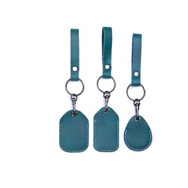 SHTGOI Access Card Holder Leather Keychain Organiser with Airtag ID Cover RFID Pod Protective Case Water Drop Scratch-Resistant Protection Key Ring with One Mini Pocket